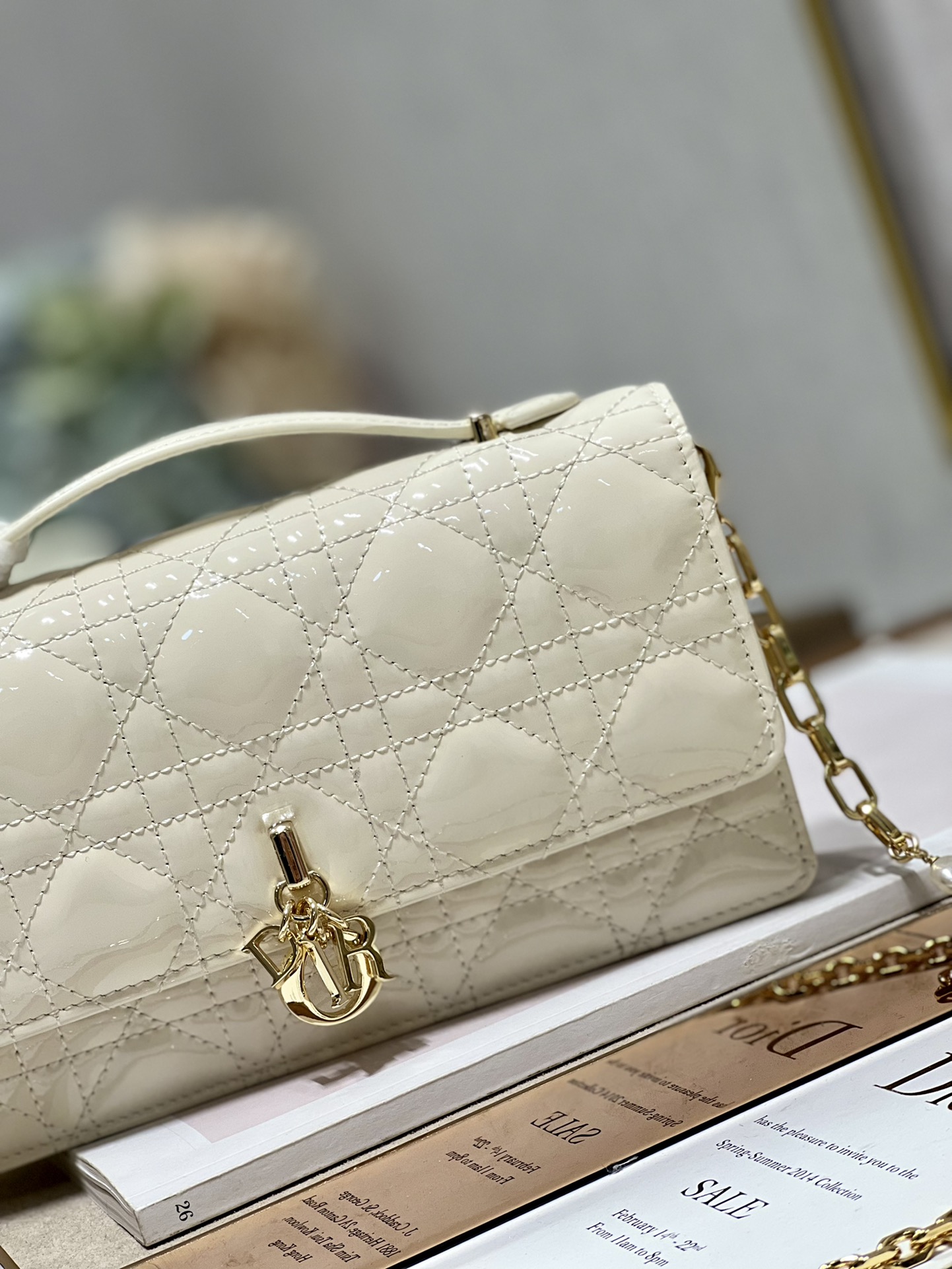 Dior Miss Mini Bag White Patent Cannage Calfskin