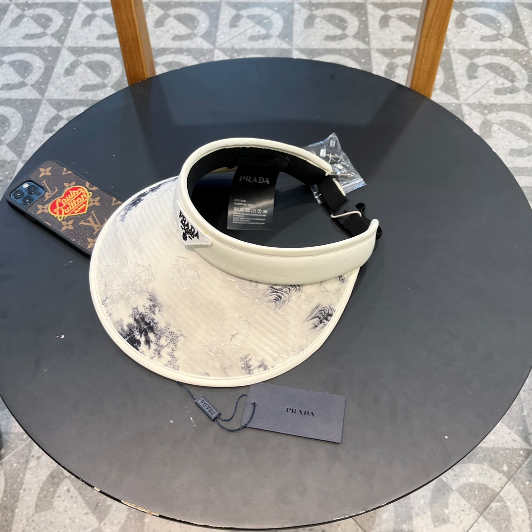 Prada Chinese Style ink Painting Empty Top Hat Sunhat