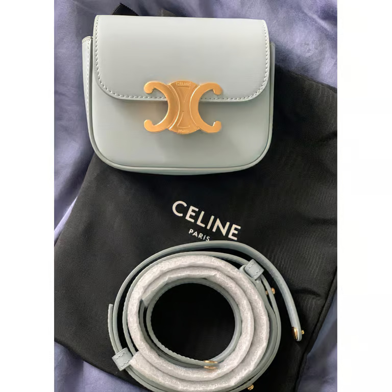 CELINE MINI TRIOMPHE IN SHINY CALFSKIN Blue