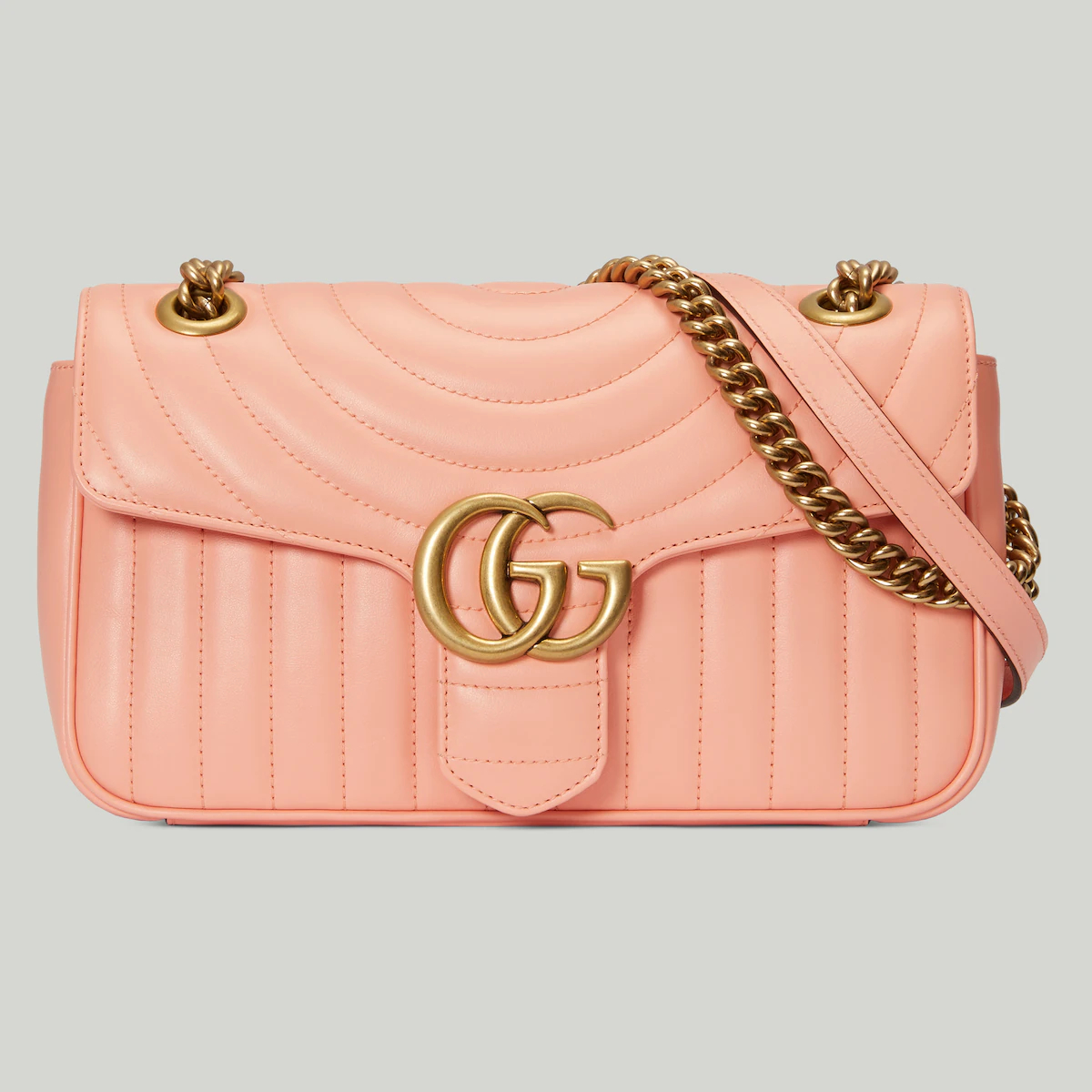 Gucci GG Marmont Small Shoulder Bag in peach leather