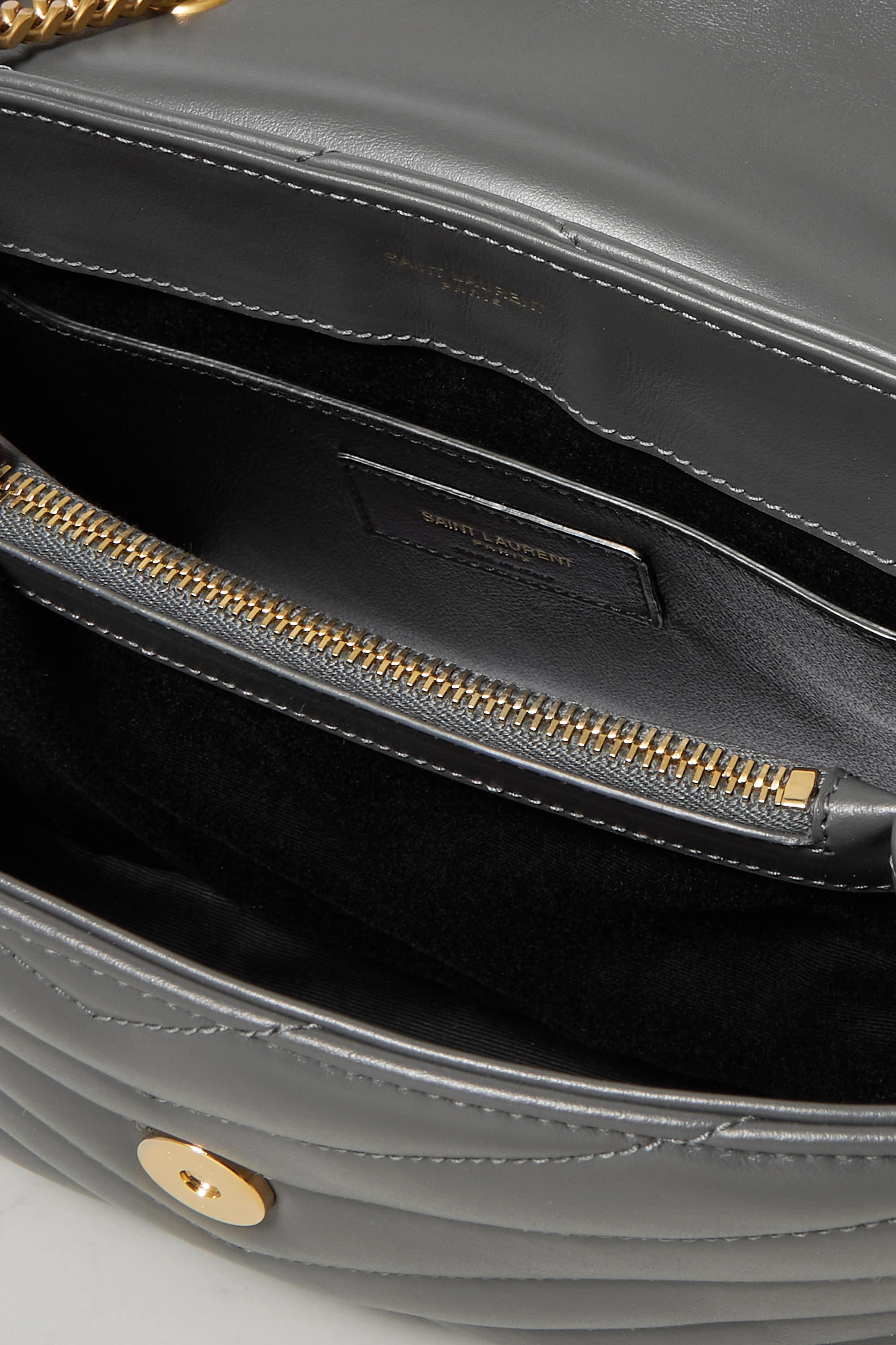 Saint Laurent YSL Loulou small quilted leather shoulder bag grey