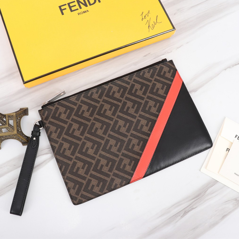 FENDI Printed Canvas Clutch