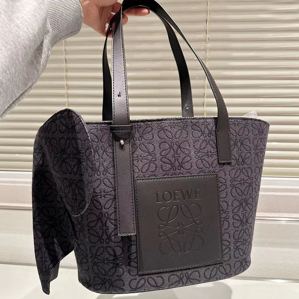 Loewe Basket Anagram Jacquard Fabric Patchwork Cowhide