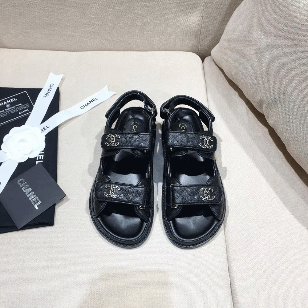 Chanel  Flat Velcro sandals Slide