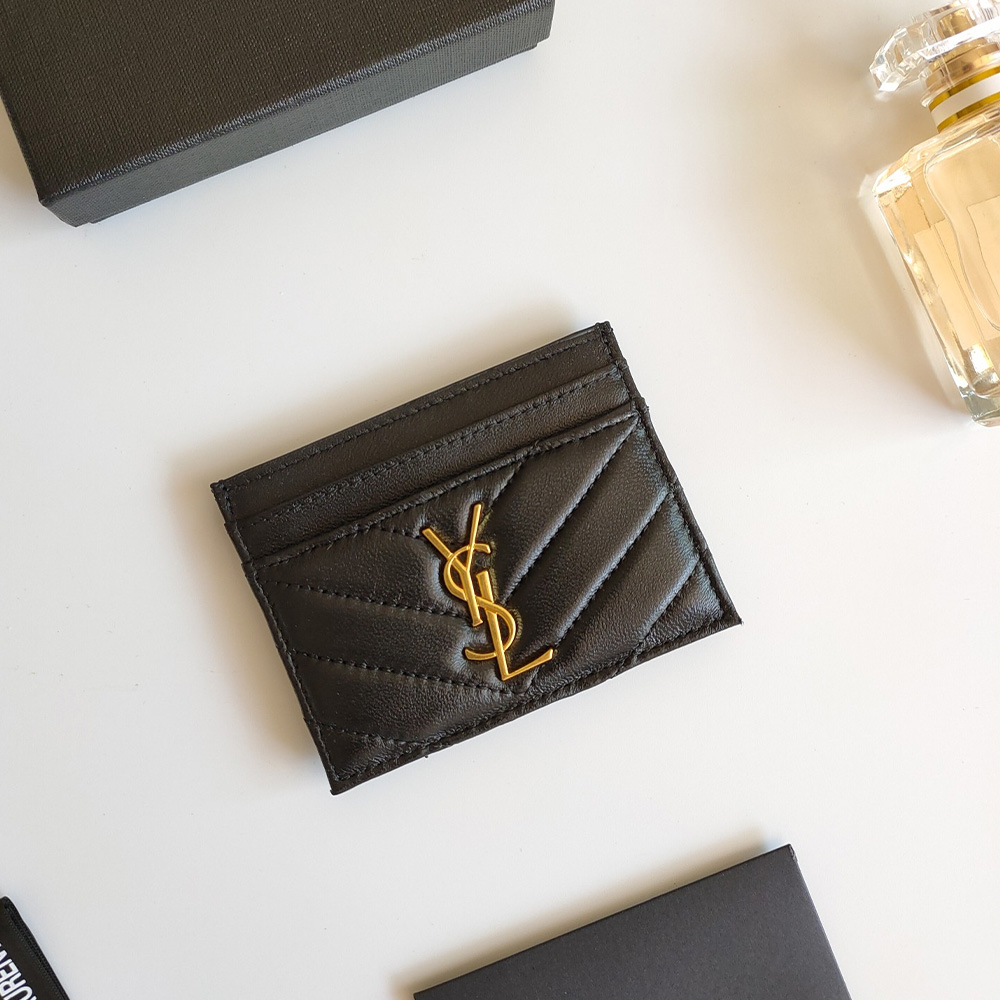 Saint Laurent YSL Monogrm Sheepskin Card Bag