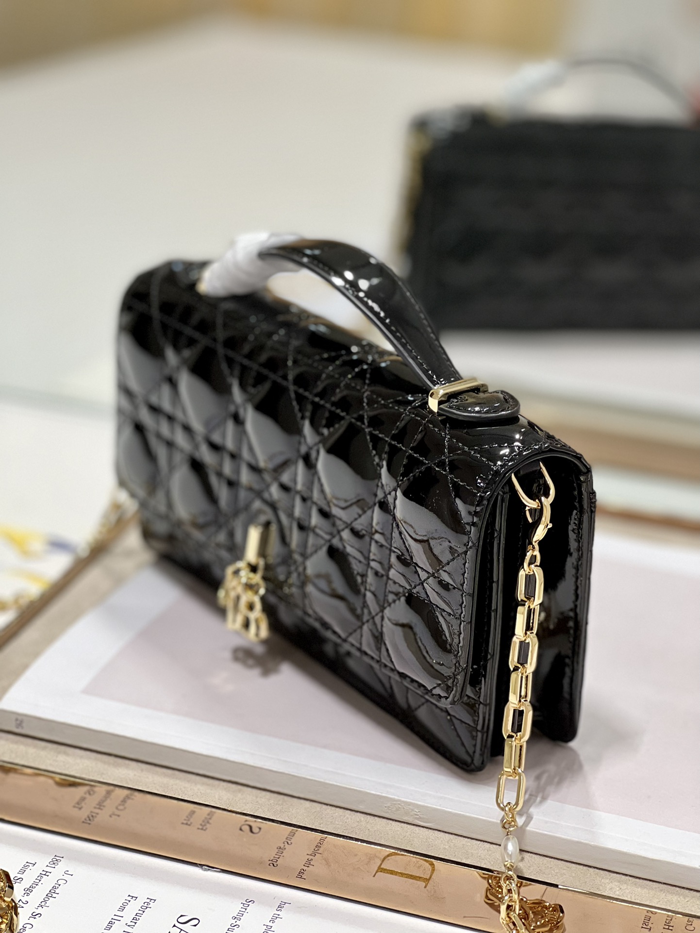 Dior Miss Mini Bag Black Patent Cannage Calfskin