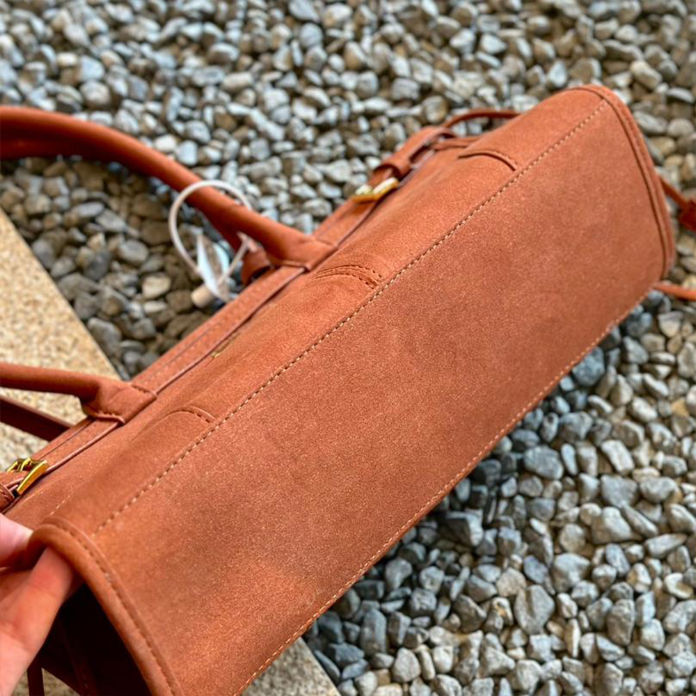 Prada suede tote bag soft-lux handbag