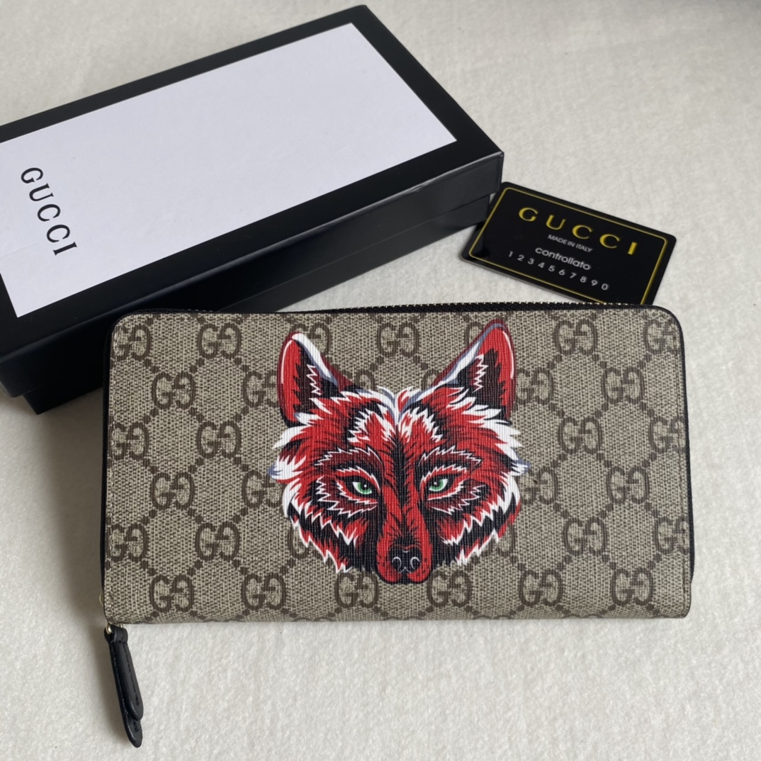 Gucci Unisex GG Supreme Printed Long Zipper Wallet