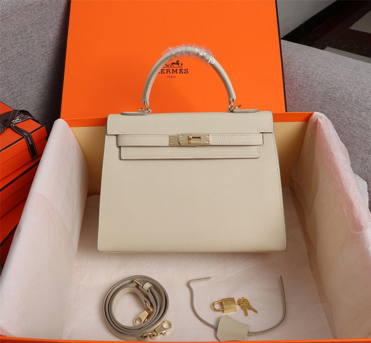 Hermes Kelly Gold Buckle Bag-Epsom