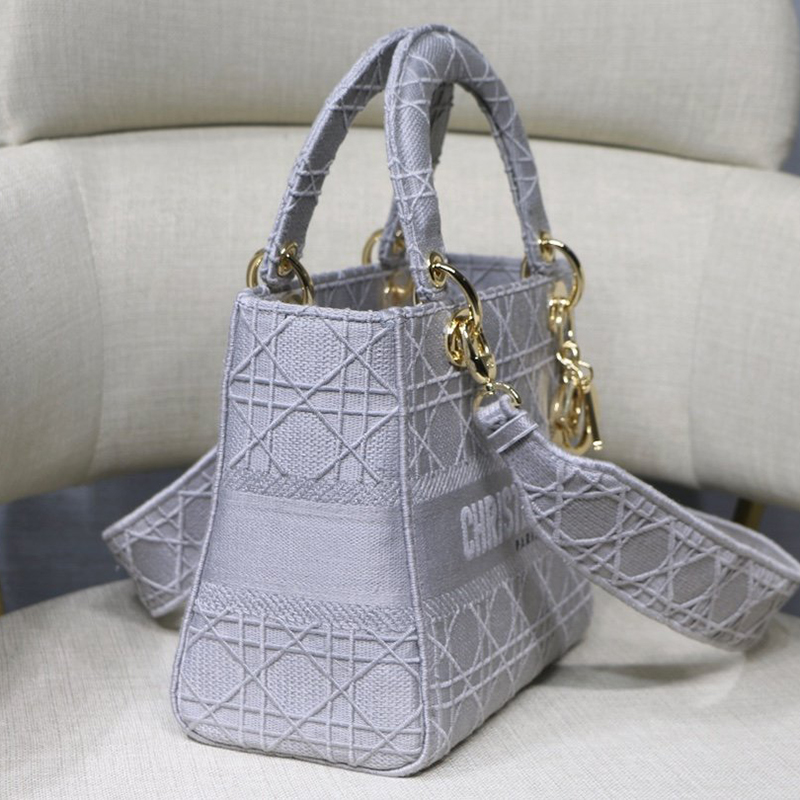 Dior The LADY D-LITE Bag Denim Blue Cannage Embroidery M0565OREY_M49E