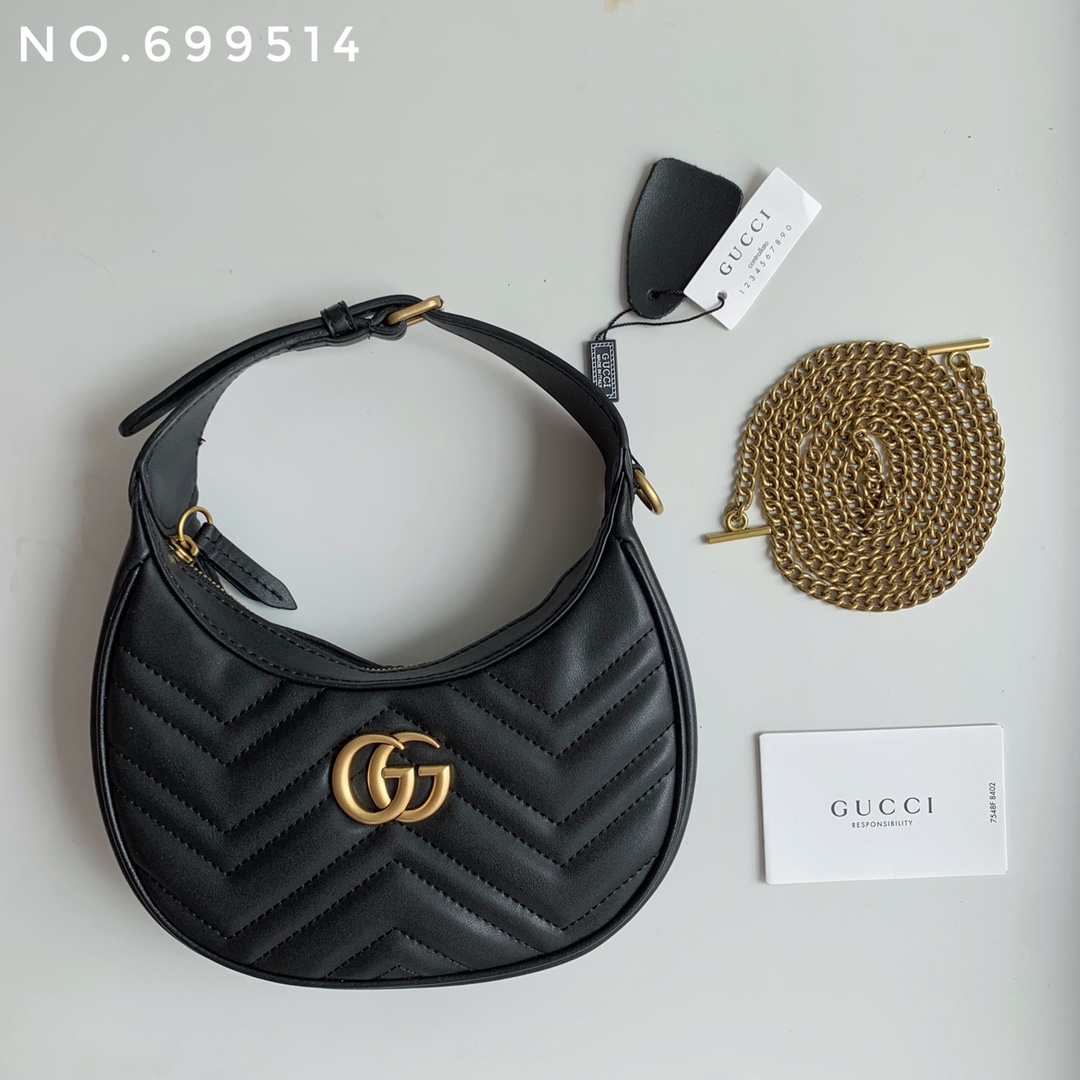 Gucci Marmnt Half Moon Shoulder Bag