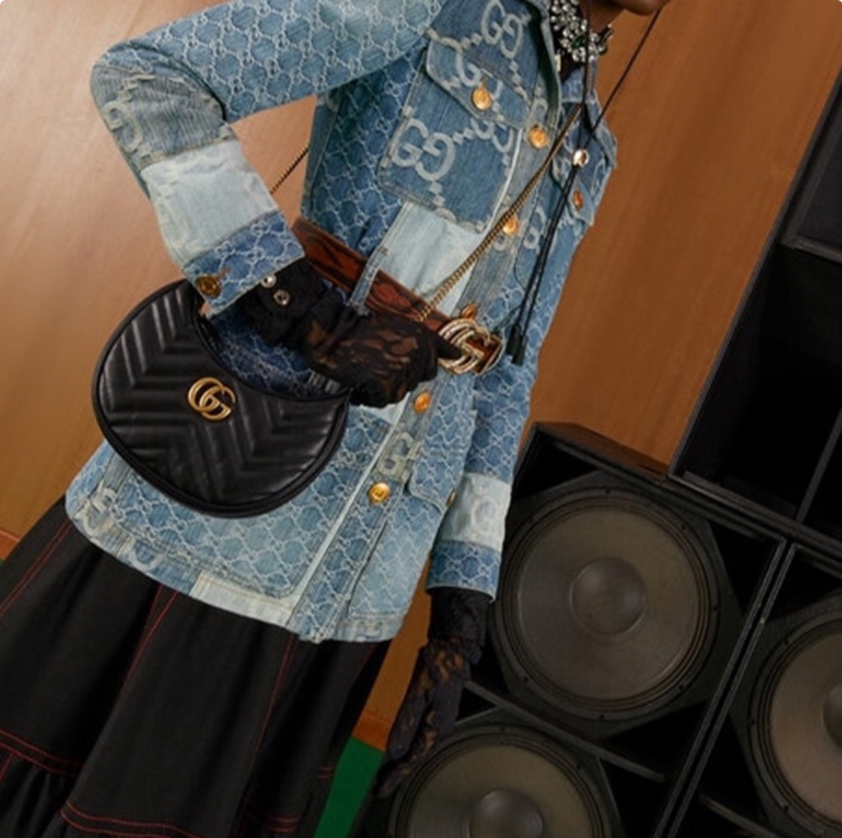 Gucci Marmnt Half Moon Shoulder Bag