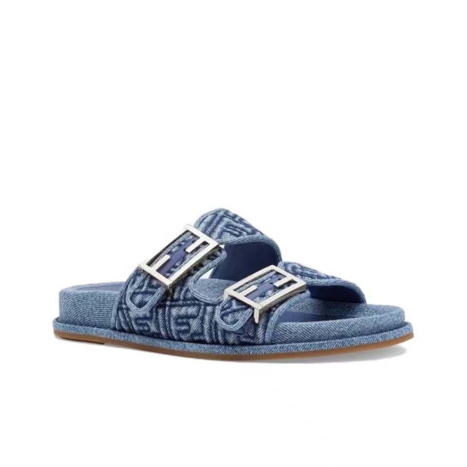 Fendi Fabric One Word Comfortable Slippers Shoes Sandal