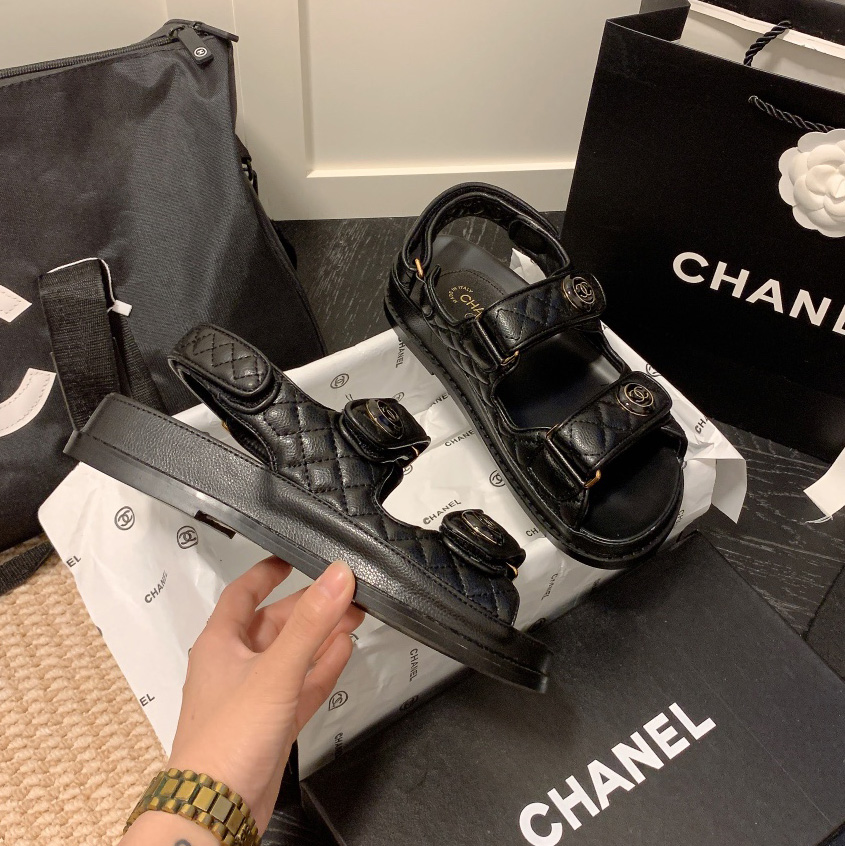 Chanel Velcro Slide Sandals Slippers Slide