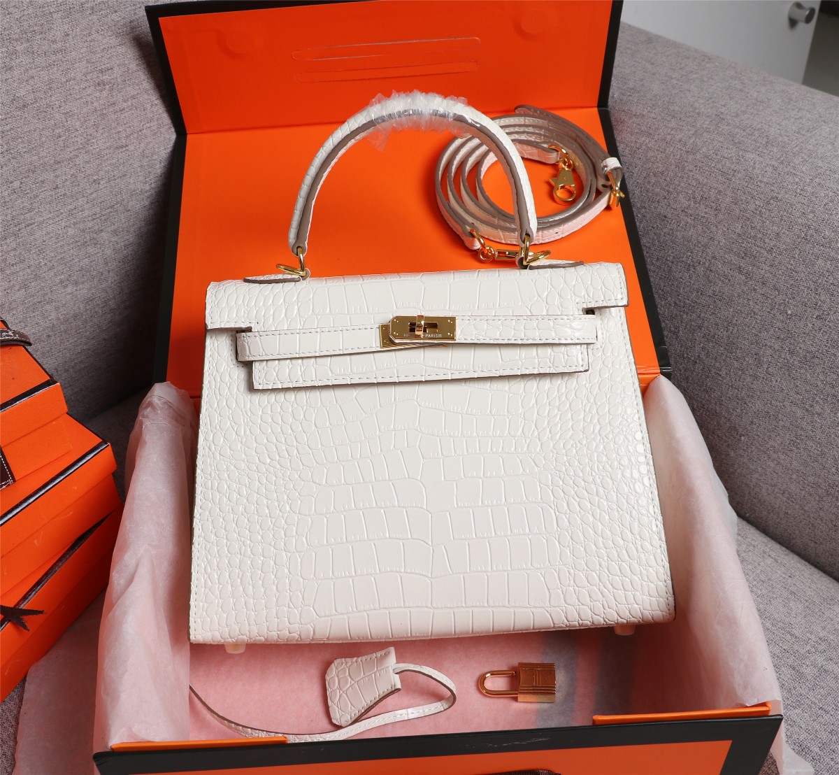 Hermes Kelly Gold Buckle Bag-Crocodile