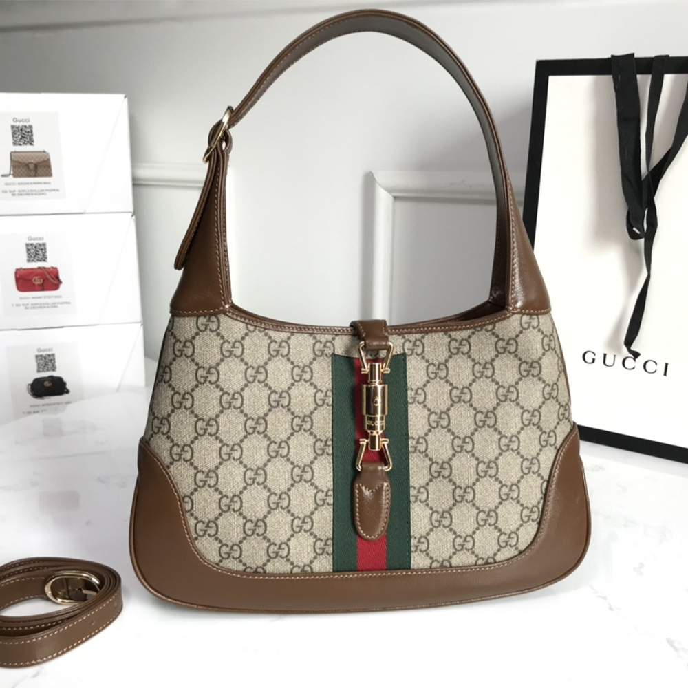 Gucci Jackie 1961 Canvas&Leather Shoulder Bags