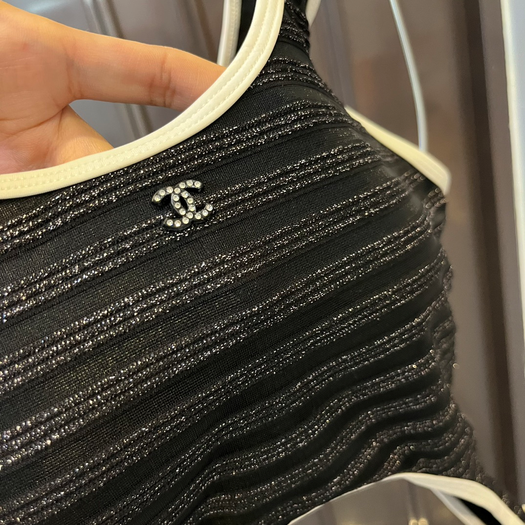 Chanel Baring One-piece Swimsuit Swimwear