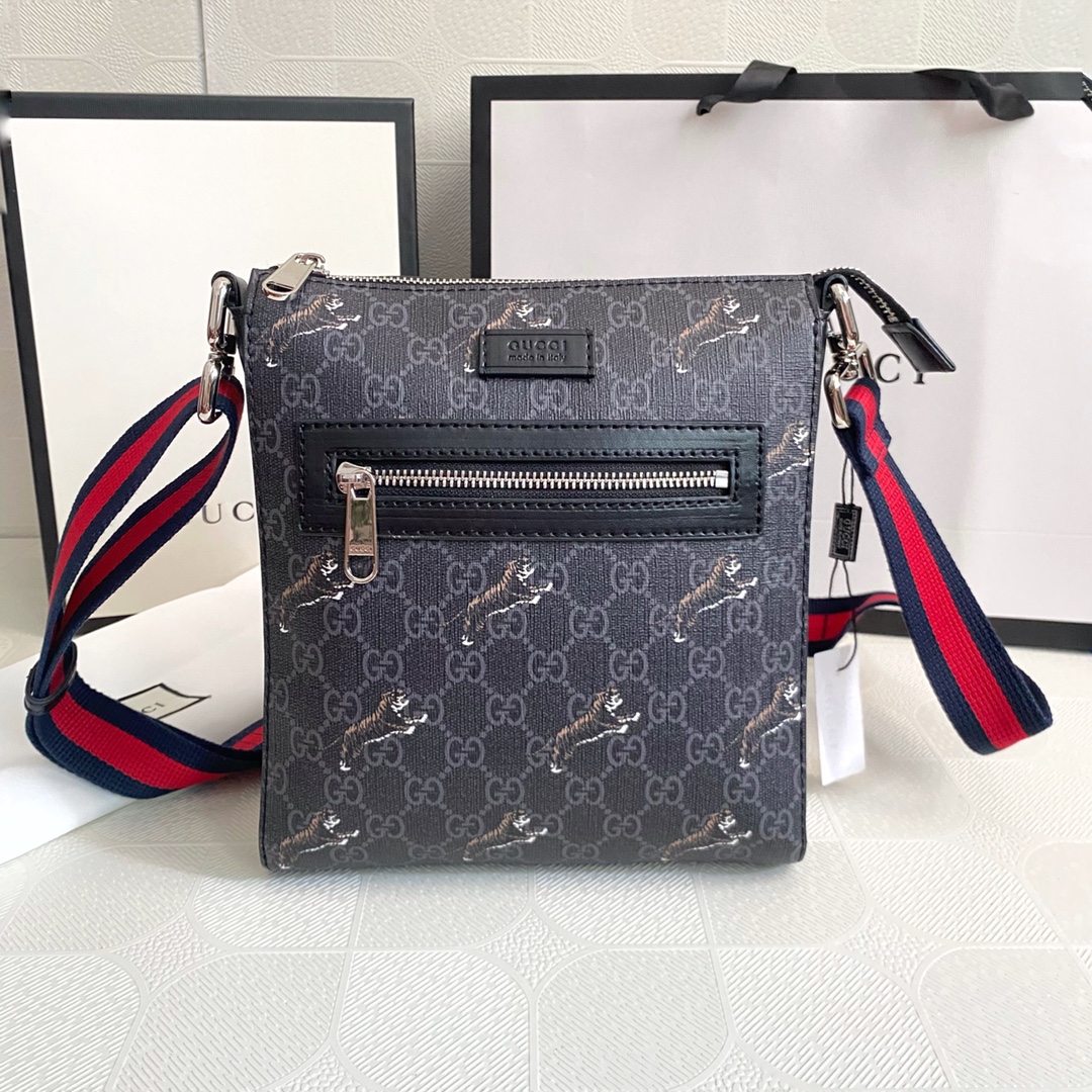 GUCCI Classic Canvas&Leather Crossbody Bag