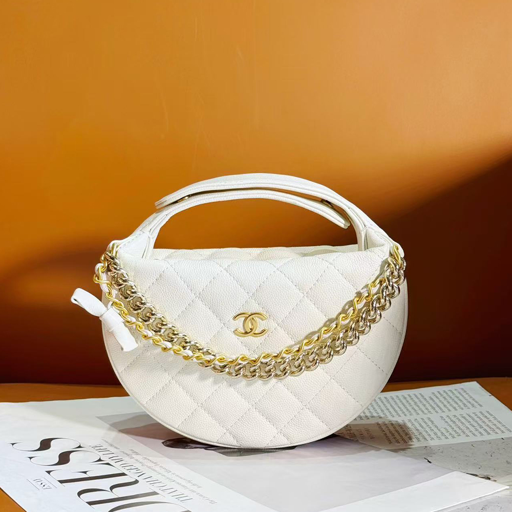 Chanel Calfskin Pouch on Gold Chain