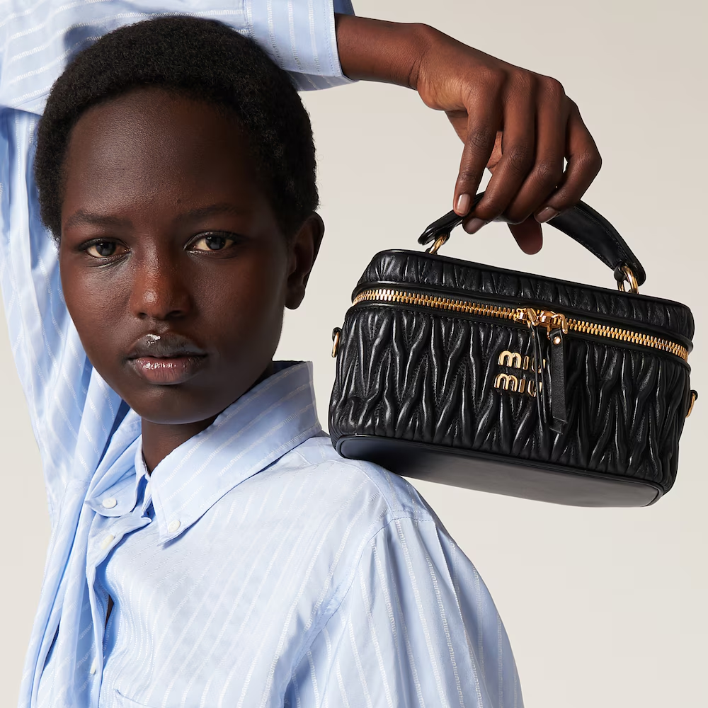 MIU MIU Matelassé Nappa Leather Shoulder Bag