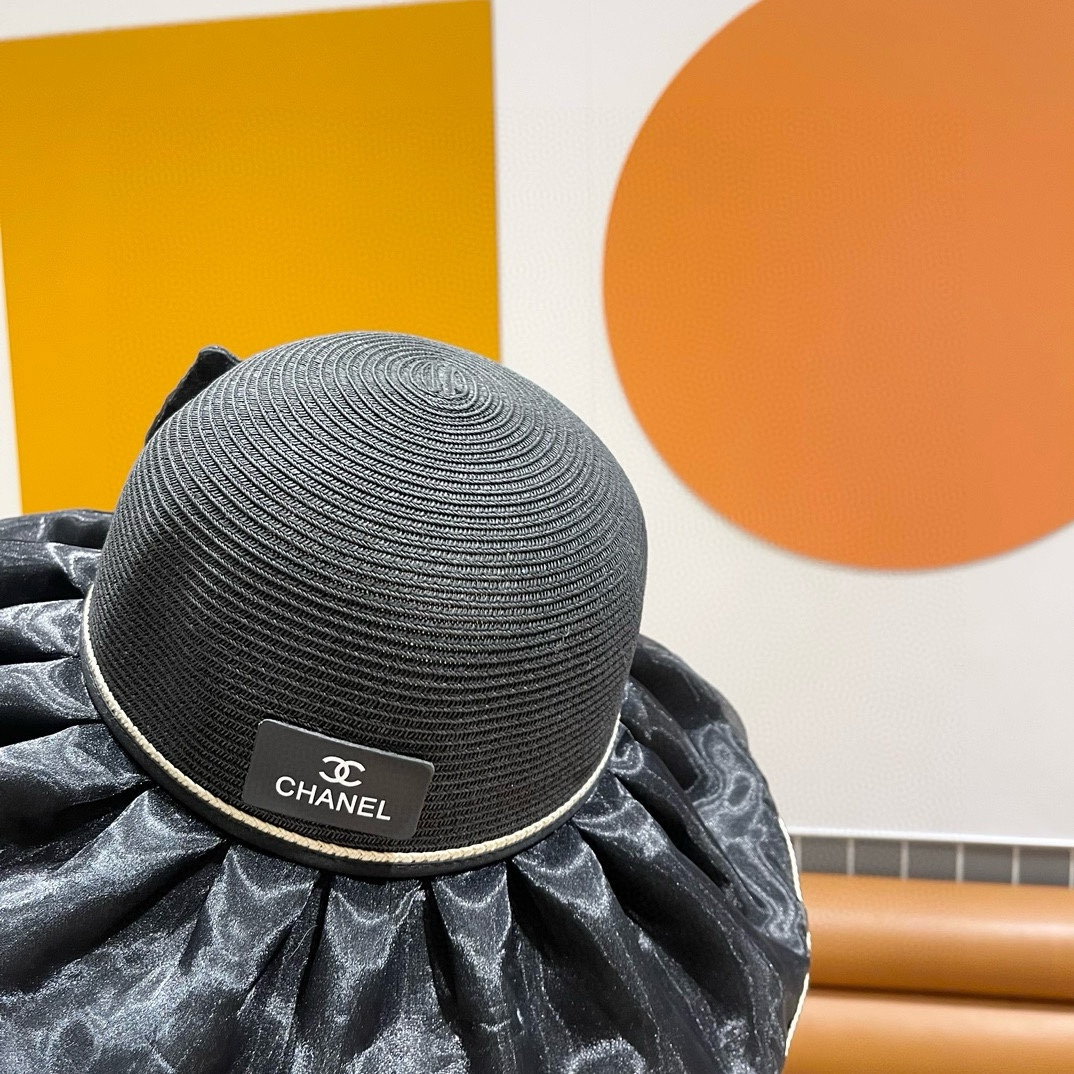 Chanel Bow With Large Brim And Small Face Visor  Sunhat