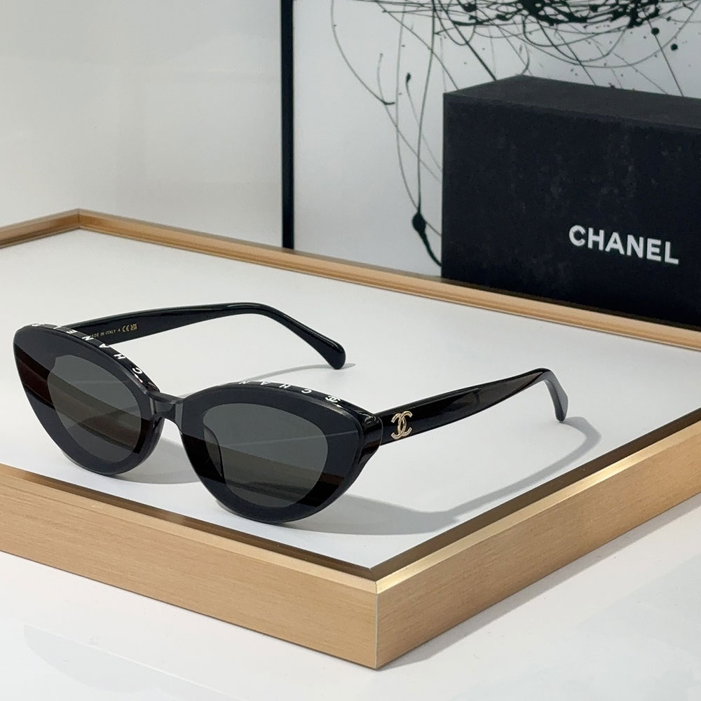 Chanel  Mirror leg Logo Cat-eye Sunglasses