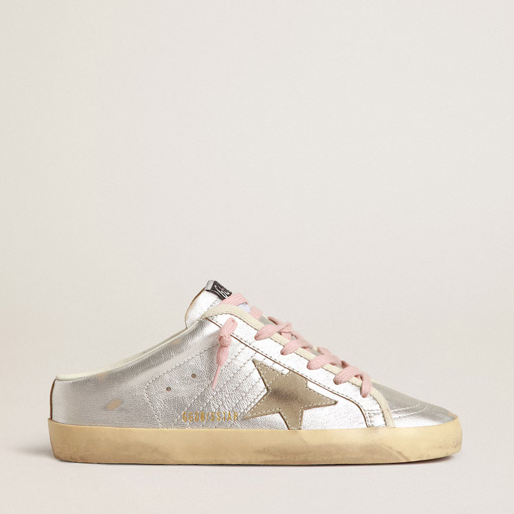 Golden Goose Superstar Sabots Leather with Suede Star Patterns