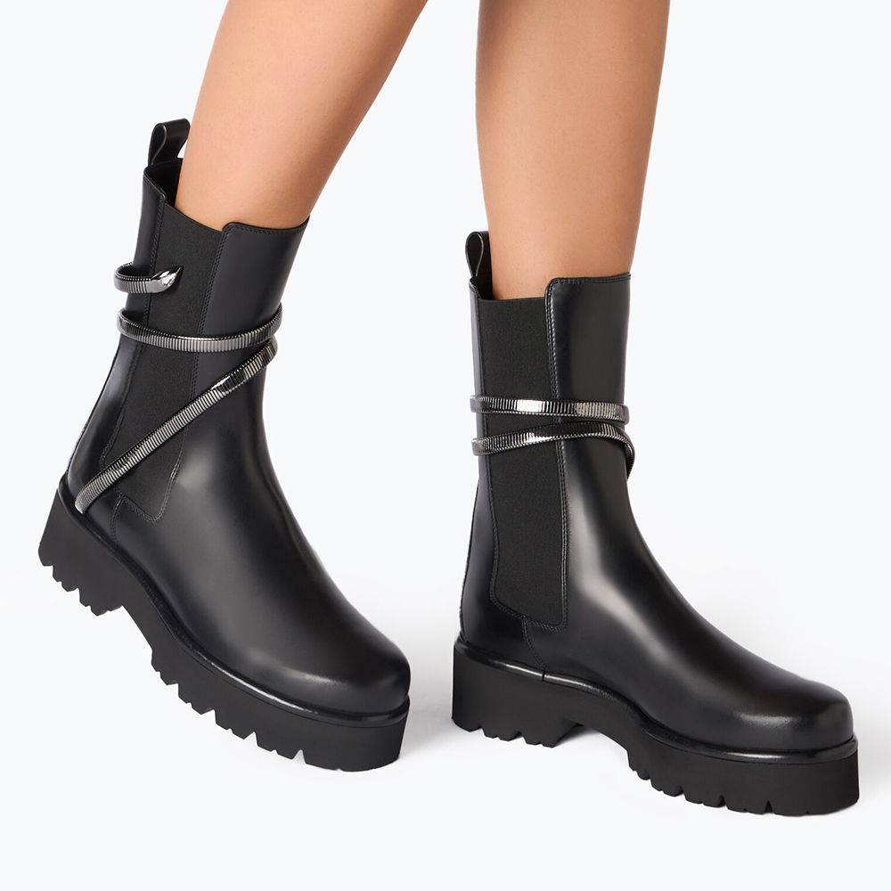 Rene Caovolla Juniper Black And Silver Biker Boots