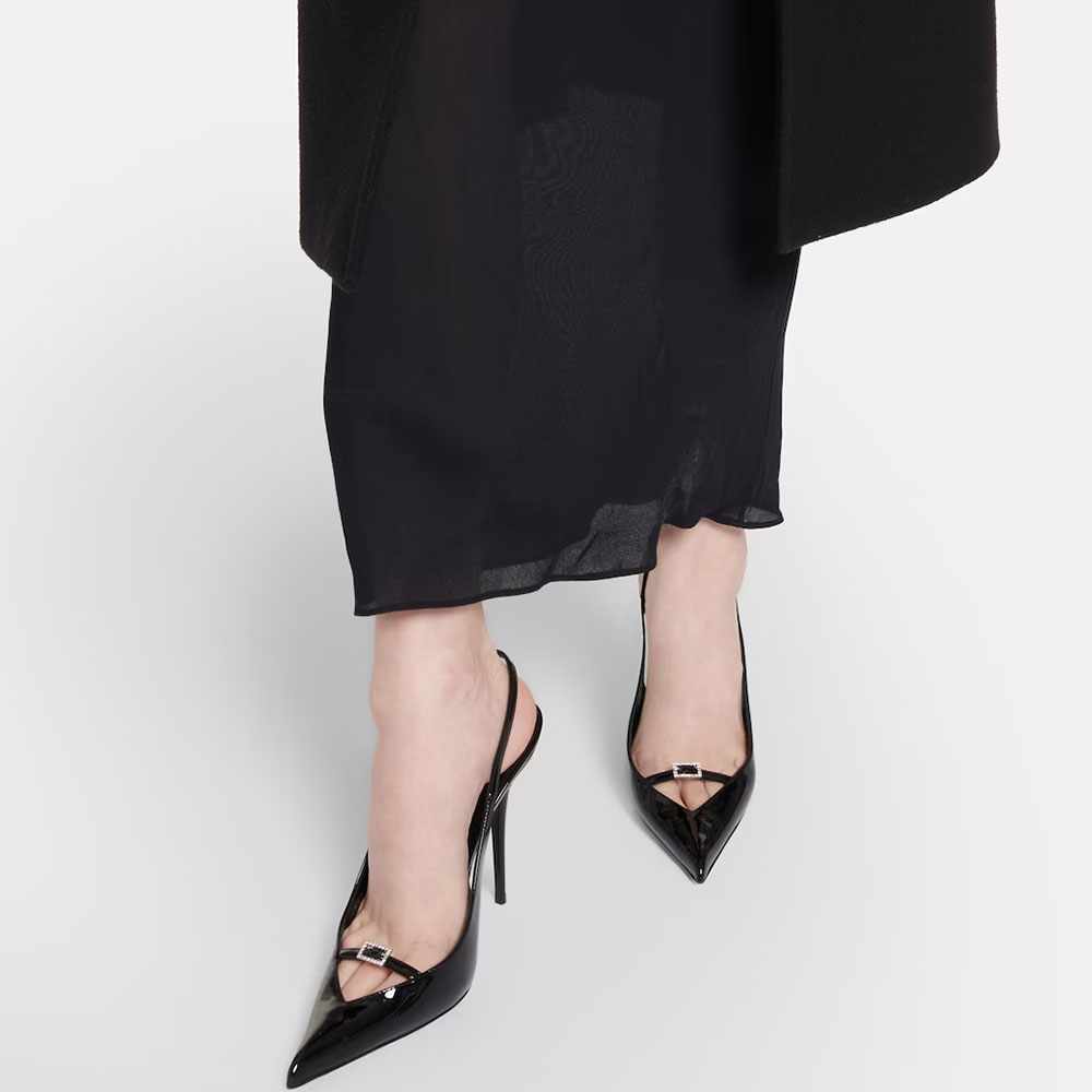 Saint Laurent YSL Patent Leather Buckle High Heel 10.5CM Slide Sandal