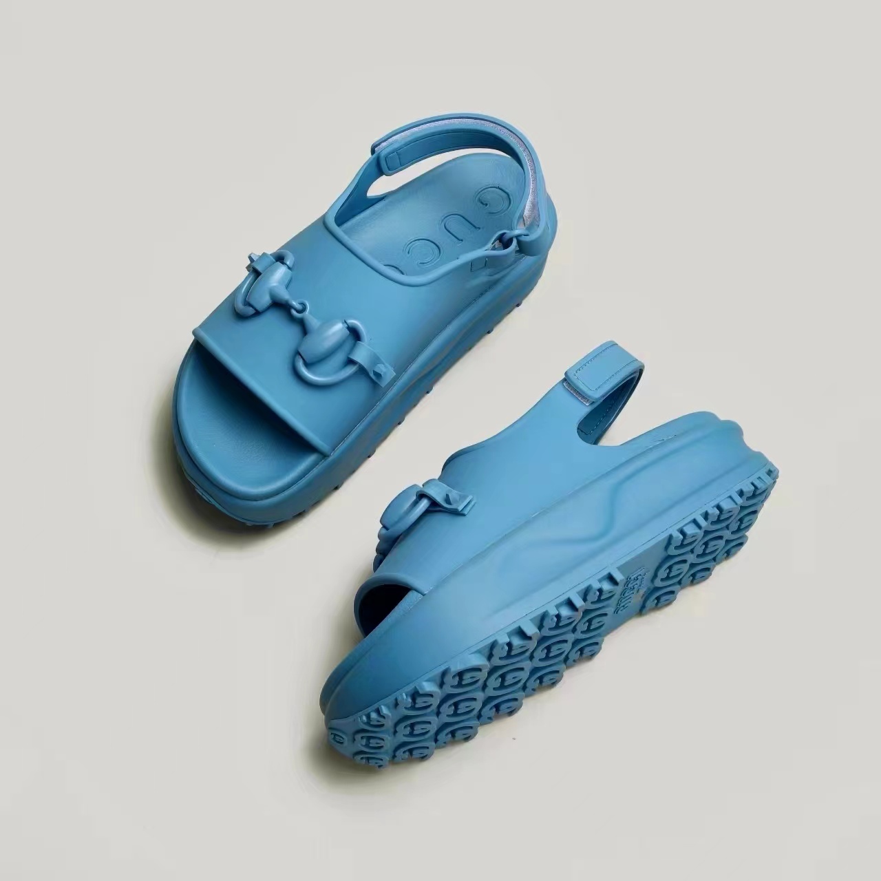 Gucci Shoes Rubber Thick-Soled Hook And Loop Fsteners Slide Sandal