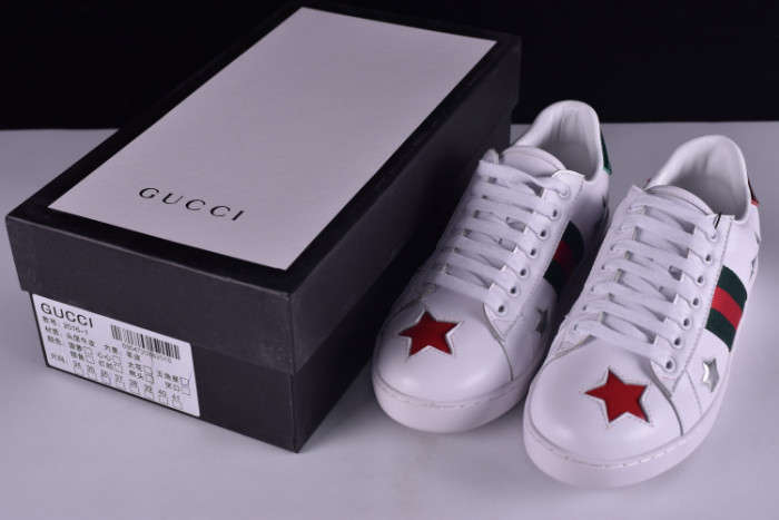 Gucci Ace Embroidered Low-Top Sneaker WITH COLORFUL STARS 431942-A38G1