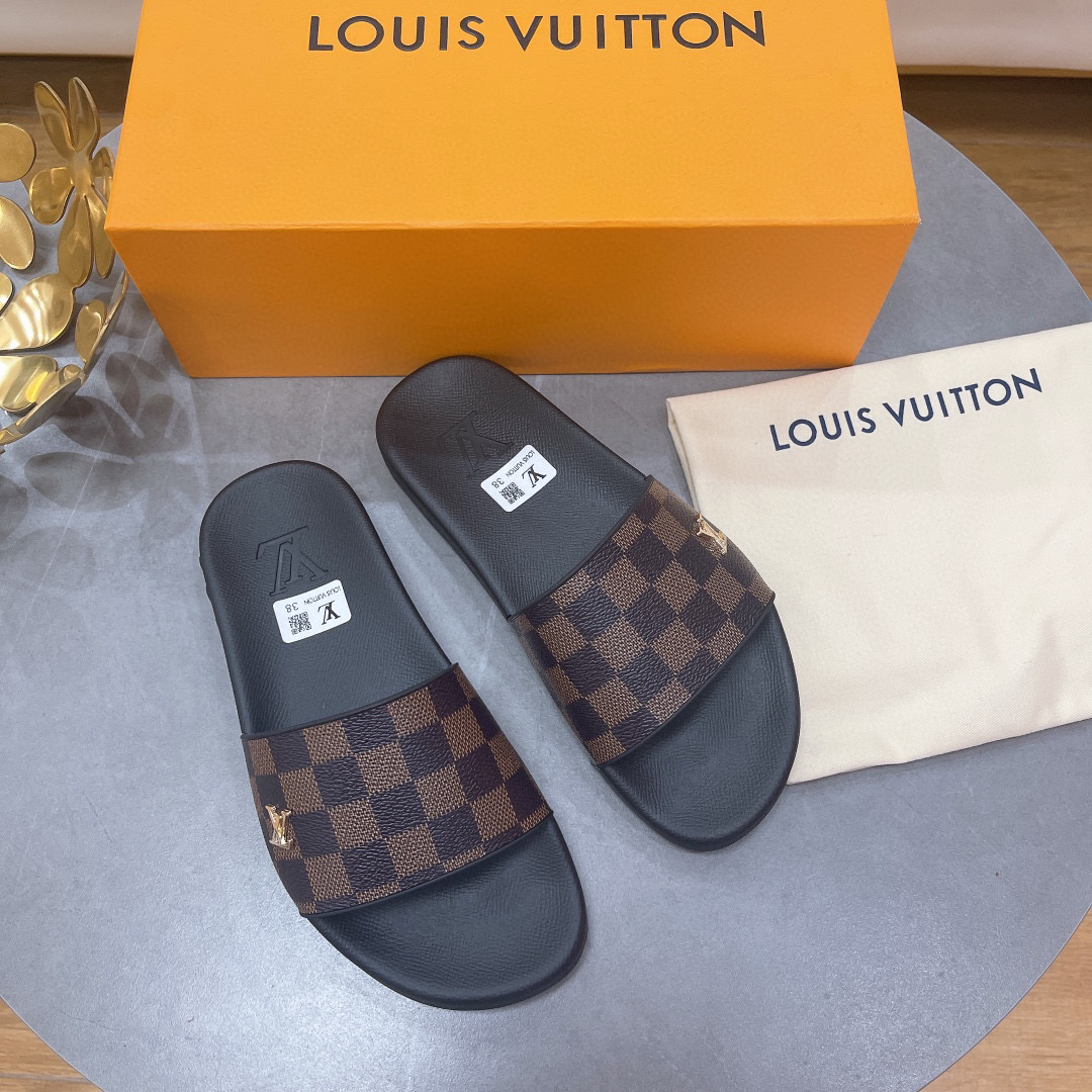 Louis Vuitton LV Rubber Fashion Plaid Flip-flops Slide Sandal