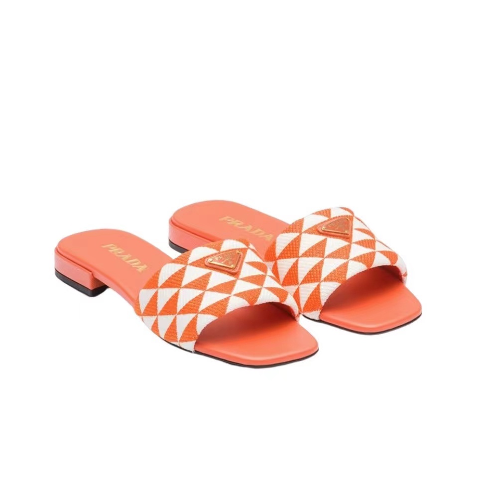 Prada Fabric Flat Bottom Slide Sandal