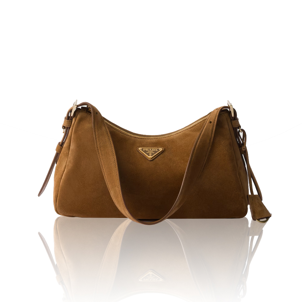 Prada Aimée Medium Suede Shoulder Bag