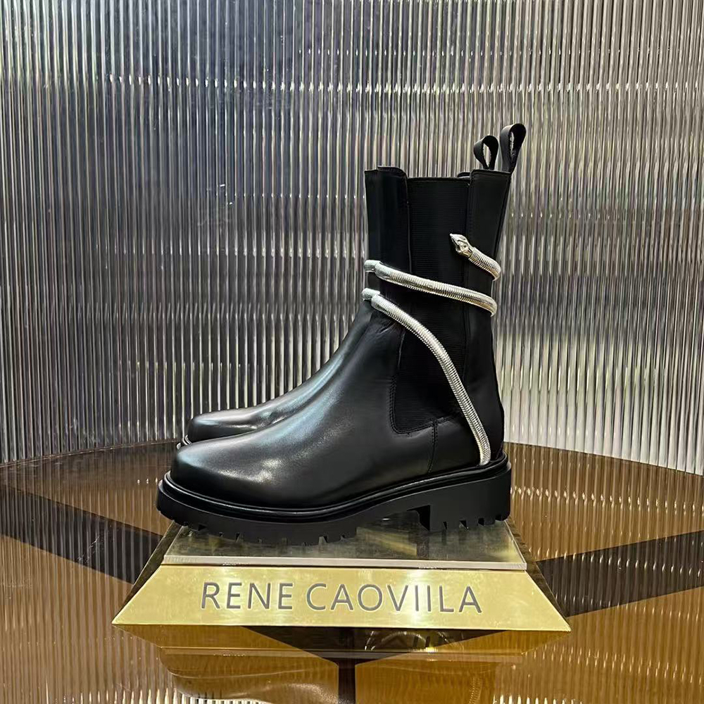 Rene Caovolla Juniper Black And Silver Biker Boots