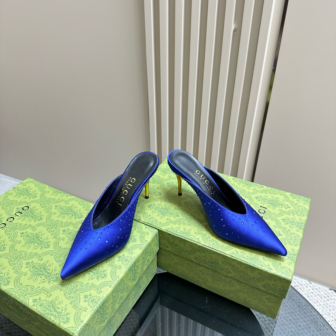 Gucci Pointed Toe High Heel Slippers Slide Sandal