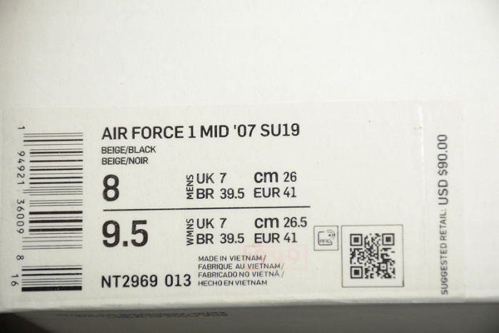 Nike Air Force 1 Mid ??07 SU19 AF1 Beige Black HT2969-013