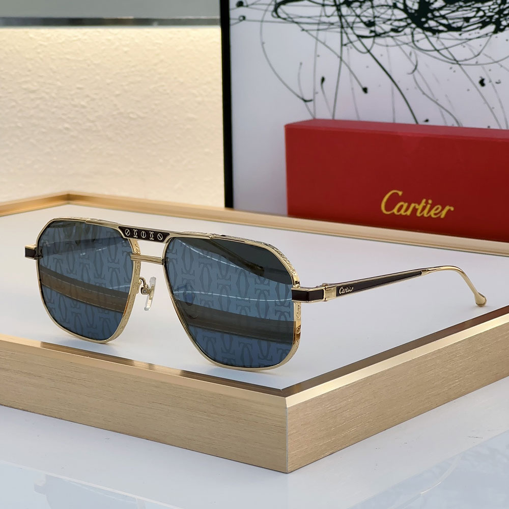 Cartier Metal Mirror Leg Logo Sunglasses