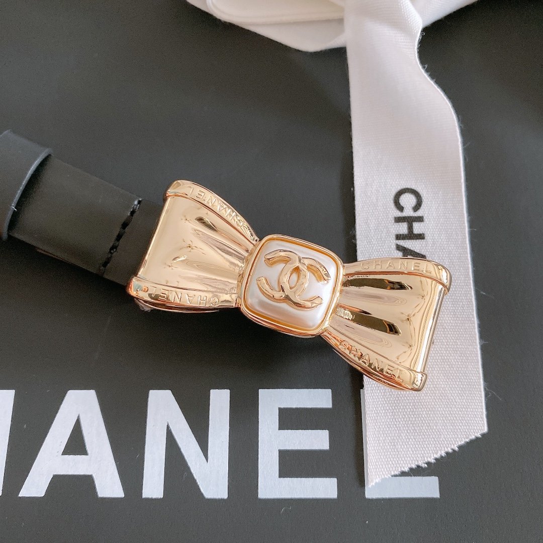 Chanel Belt With Ribbon Buckle Black Women Belt 30MM
