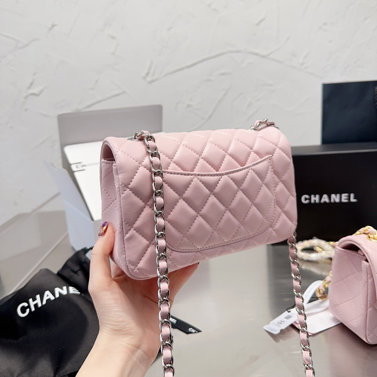 Chanel Classic Pink Flag Bag Small 20cm-