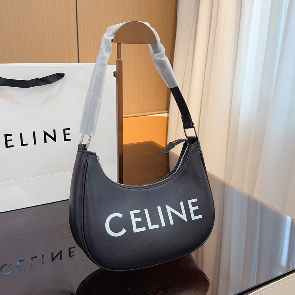 Celine Triomphe Half Moon Leather Handbag Shoulder Bag
