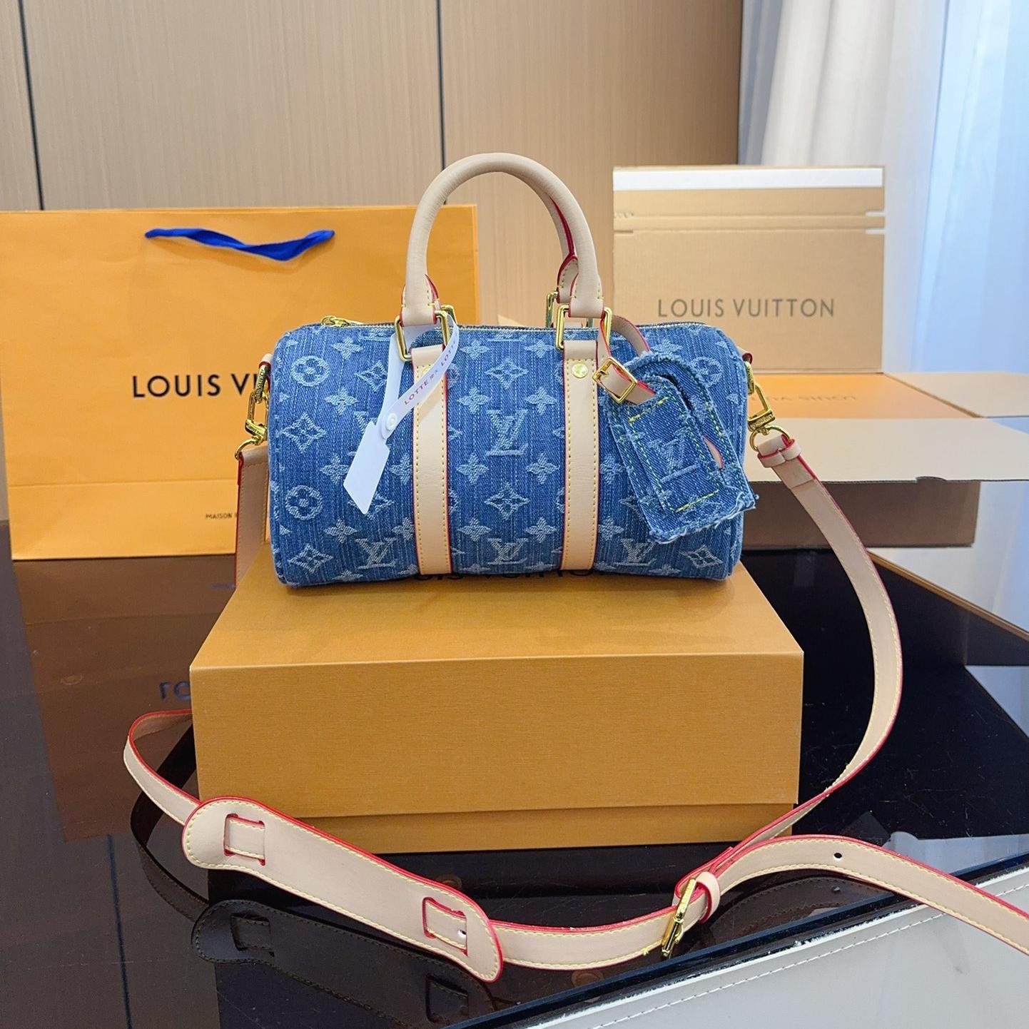 Louis Vuitton LV Keepall 25 Denim Handbag