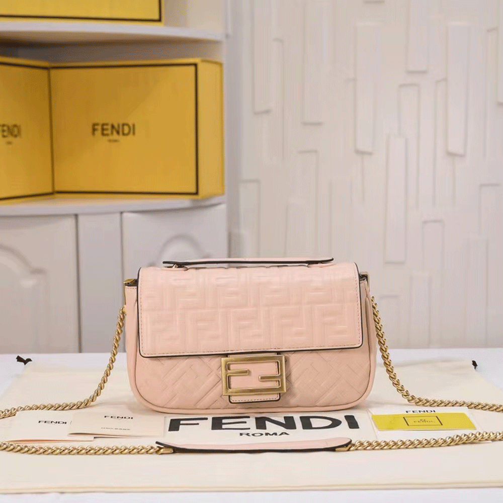 Fendi Mid-length Baguette ChainFF Theme Pattern Bag
