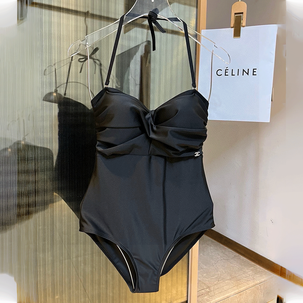 Chanel One-piece With Buckle And Suspenders Swimwear