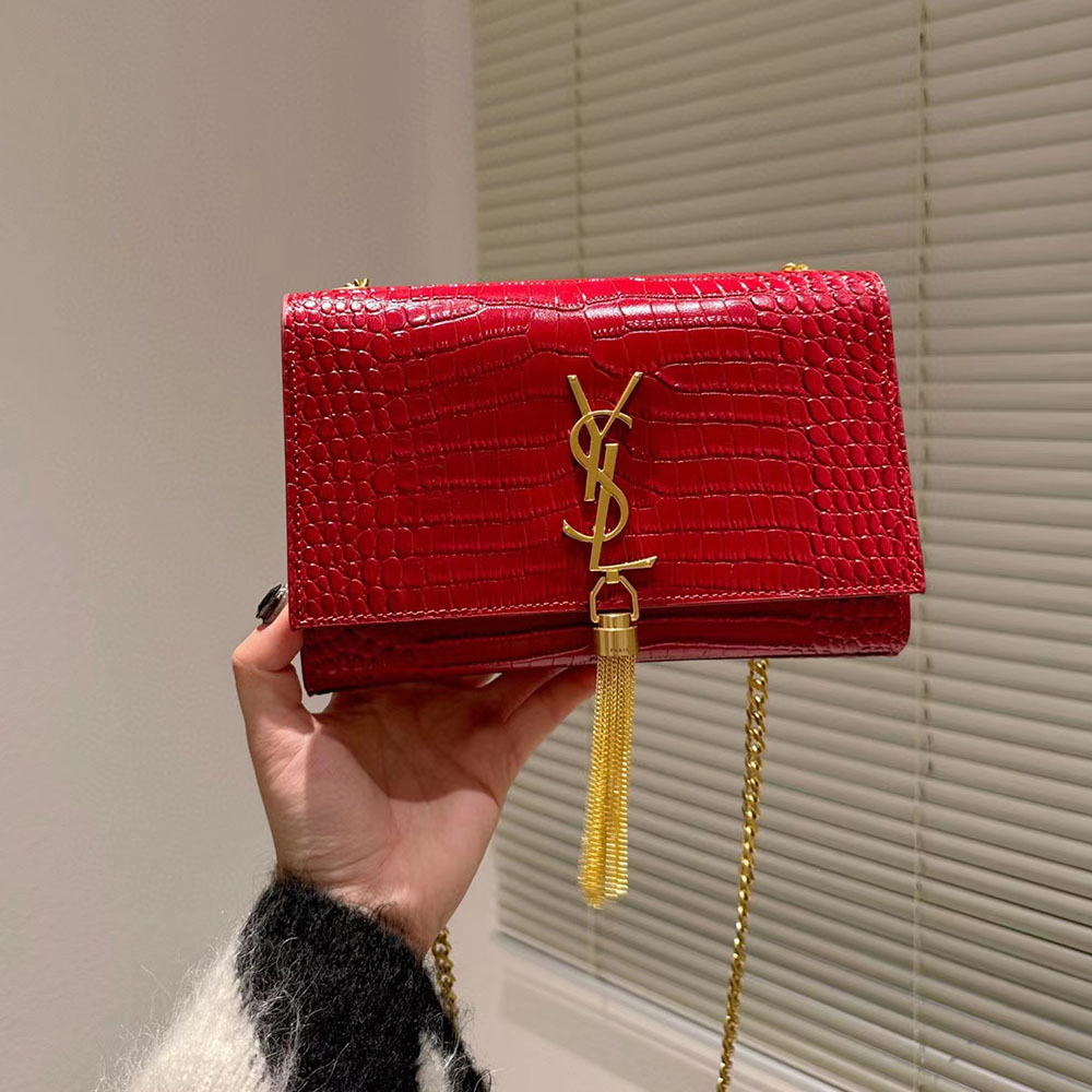 Saint Laurent YSL Kate Tassel Crocodile Leather Bag