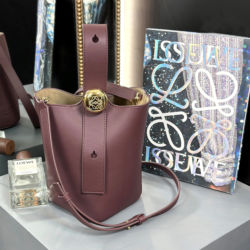 LOEWE Mini Pebble Bucket bag in soft grained calfskin