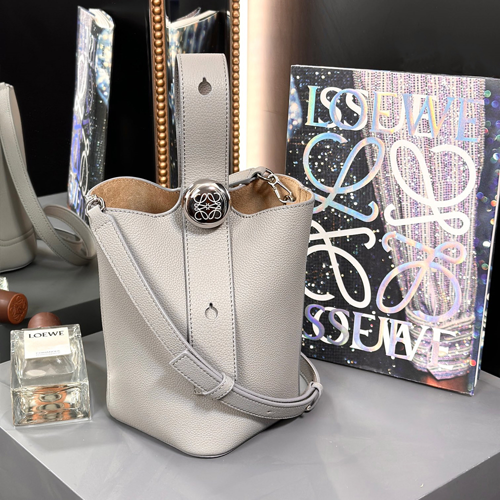 LOEWE Mini Pebble Bucket bag in soft grained calfskin
