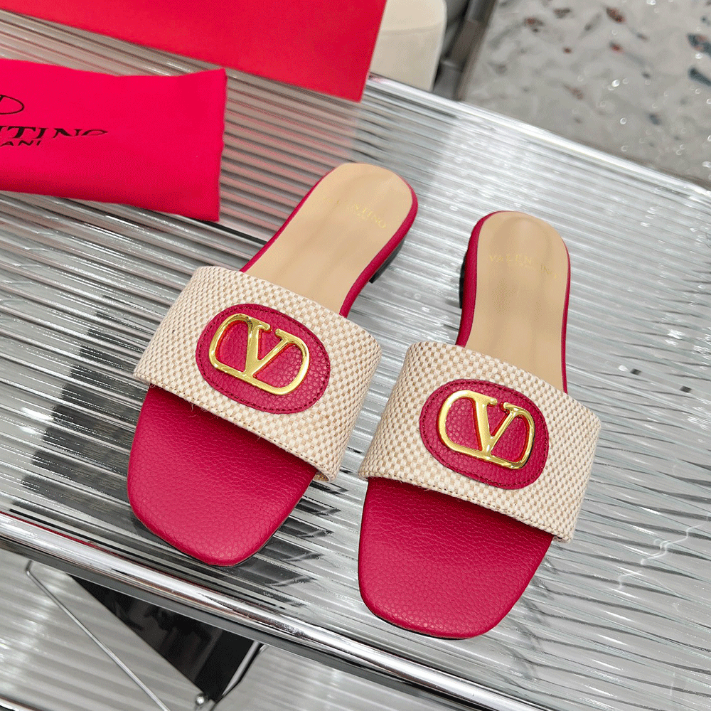 Valentino embellished textured-leather and canvas slides
