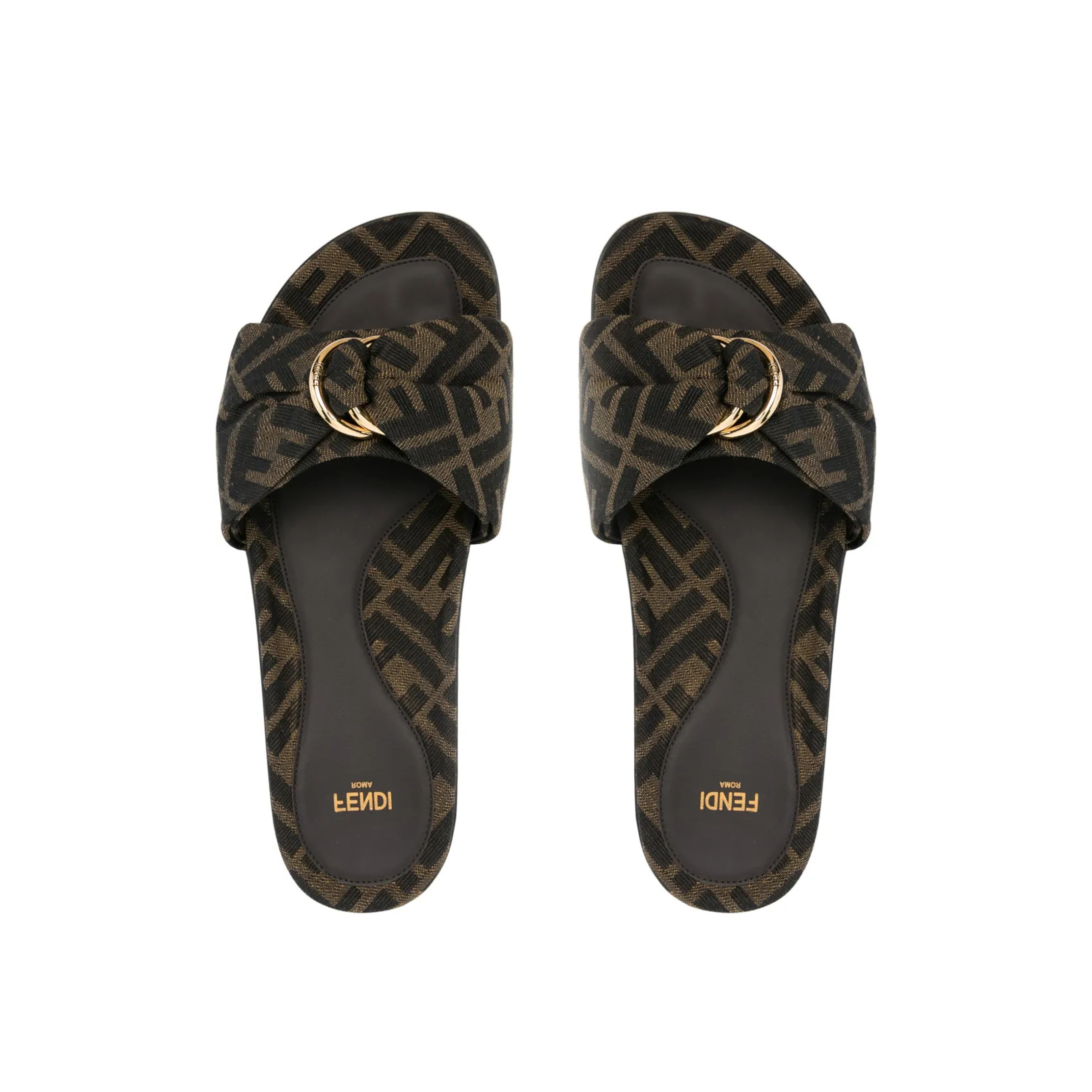Fendi Feel rown FF jacquard slides