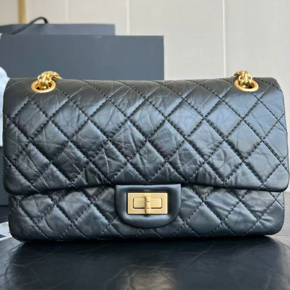 Chanel 2.55 Black Aged Calfskin Handbag